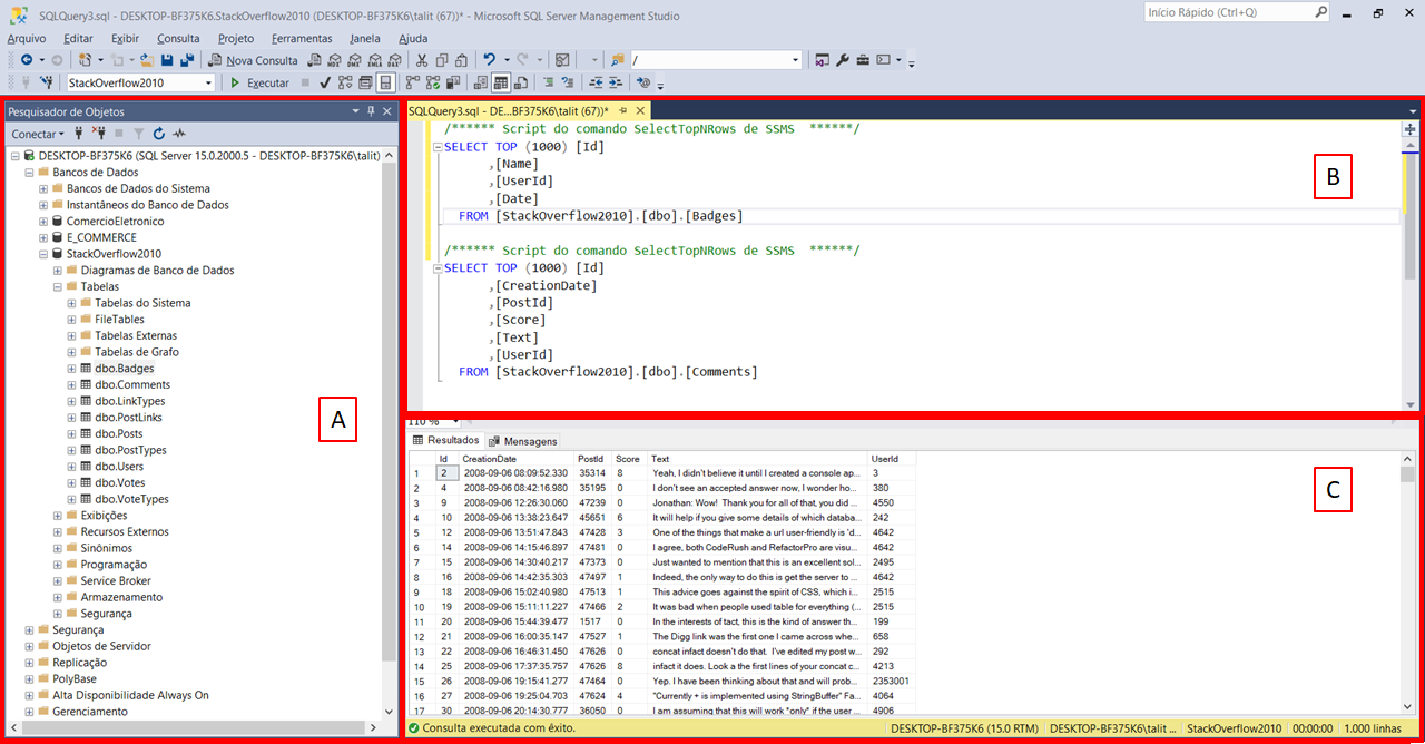 Comandos de consulta e manipulação de dados no SQL Server