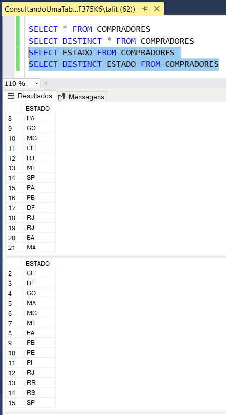 Comandos de consulta e manipulação de dados no SQL Server