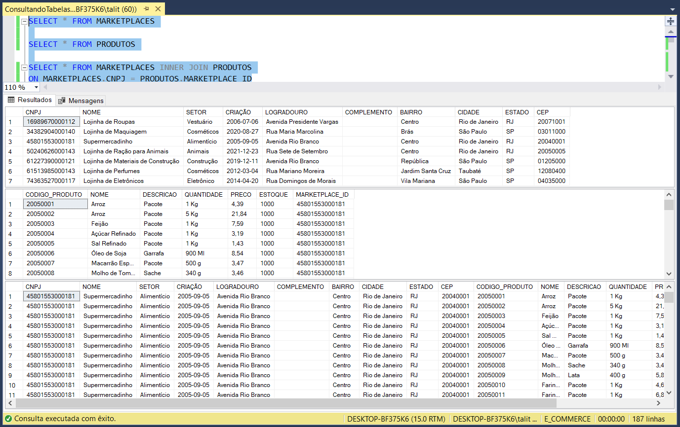 Comandos de consulta e manipulação de dados no SQL Server