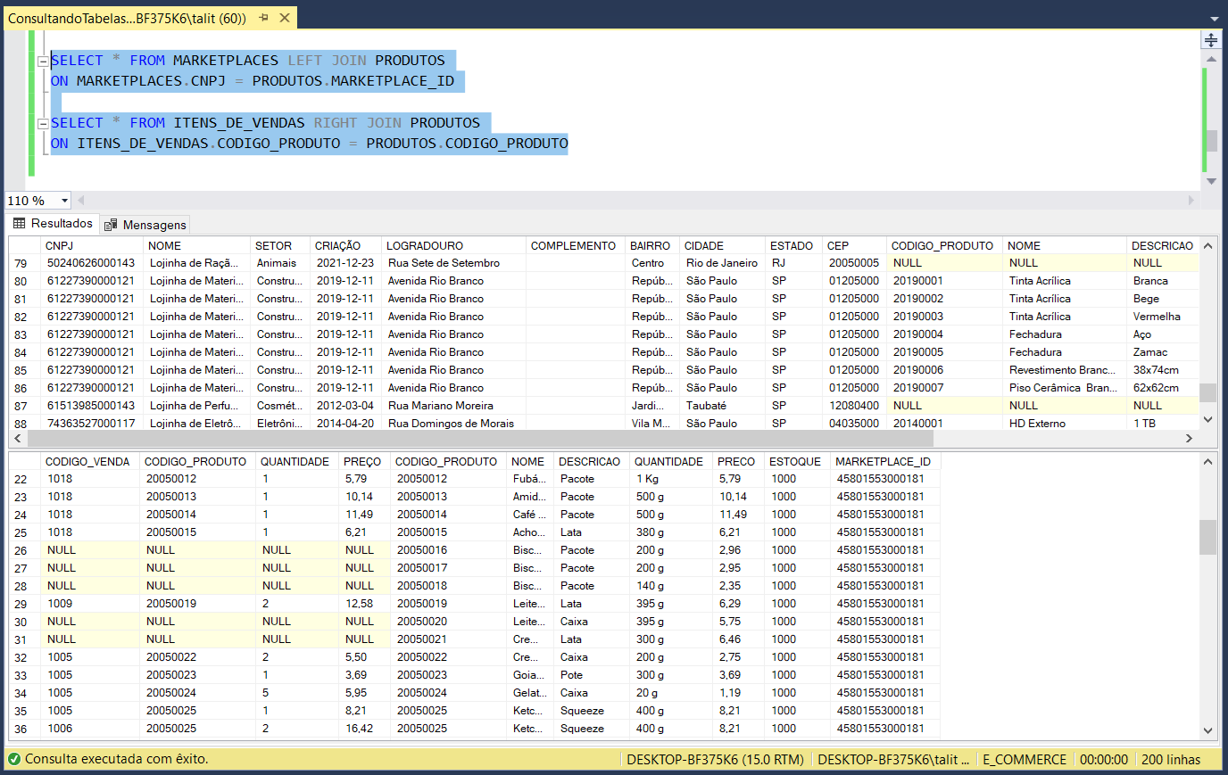 Comandos de consulta e manipulação de dados no SQL Server