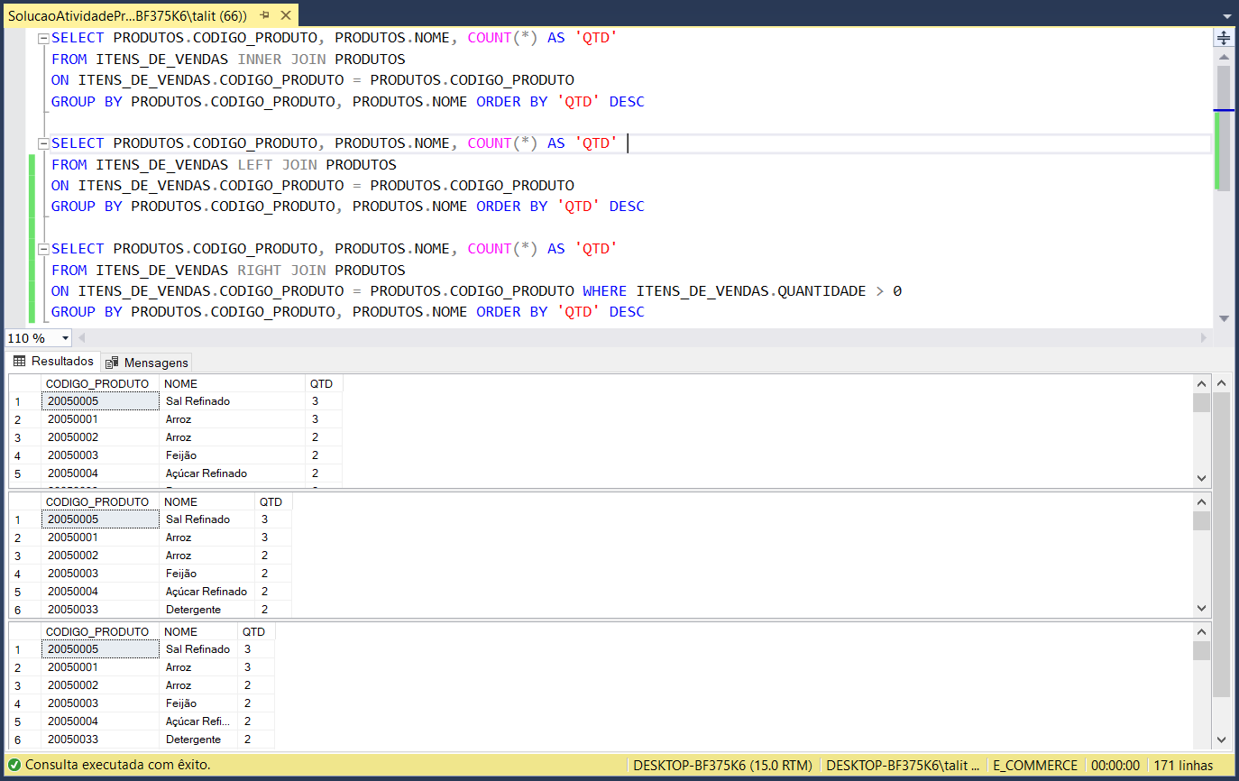Comandos de consulta e manipulação de dados no SQL Server