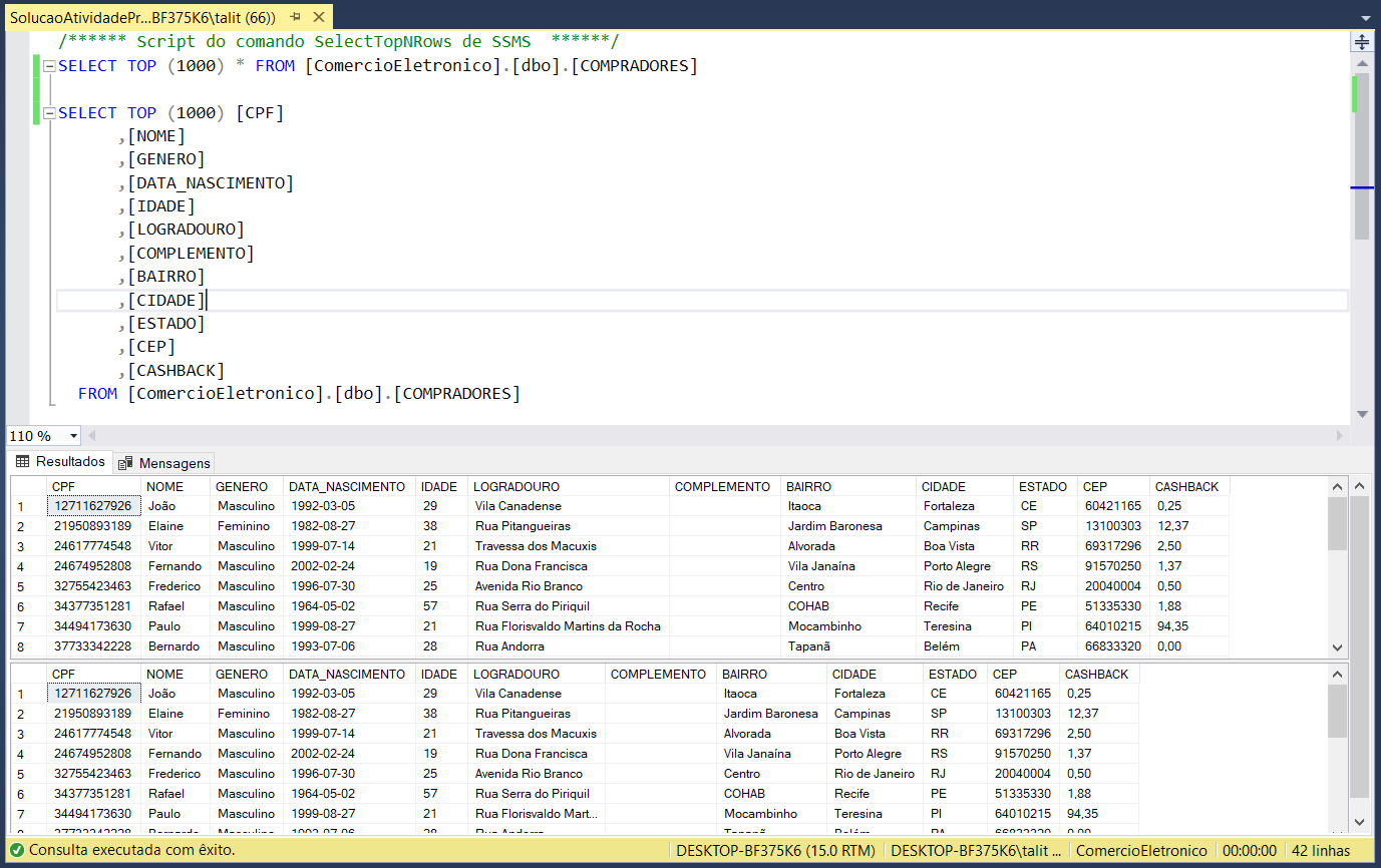 Comandos de consulta e manipulação de dados no SQL Server